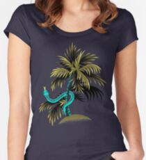 Snake Palms - Dark Teal/Mustard Women's Fitted Scoop T-Shirt
