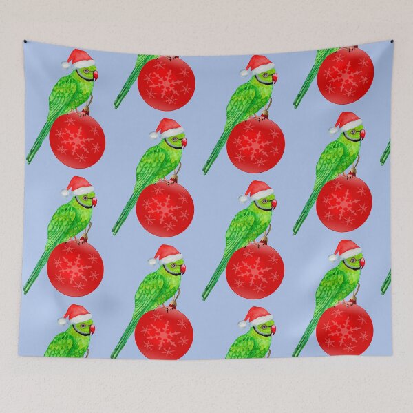 Item preview, Cute Christmas Ringneck Parrot in Santa Hat for Bird Lover designed and sold by Ivy Lily Art.
