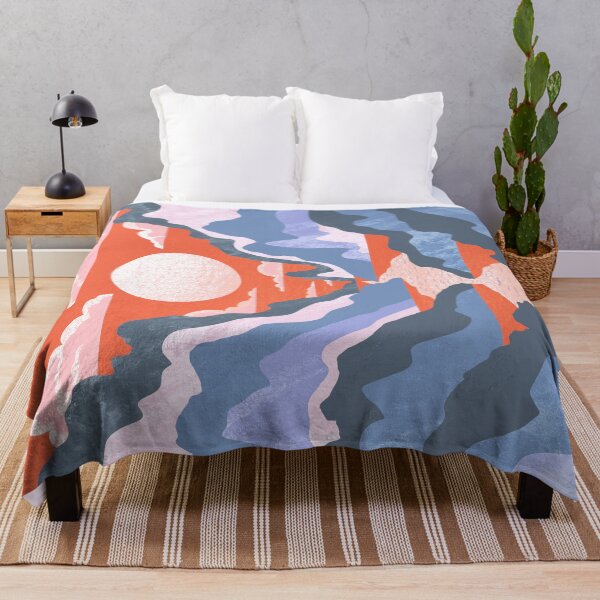 Item preview, Dreamy Mountains in Tangerine and Purple designed and sold by TigaTiga.