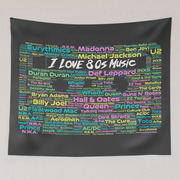 Item preview, 80s Music Wordcloud for Darker Backgrounds designed and sold by WordsYouLove.