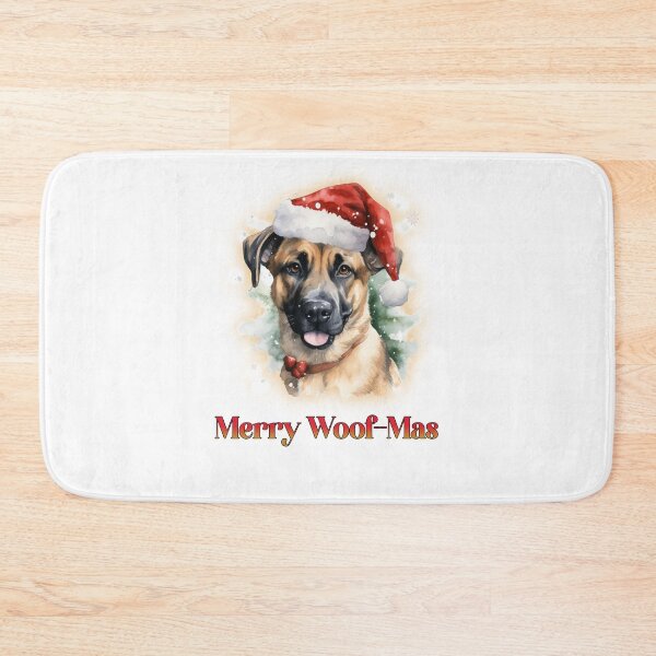 Item preview,  Balu Dog Christmas Mixed Breed Dog Christmas Dog Merry Woofmas Dogs in Santa Hat designed and sold by OliveAndSnow.