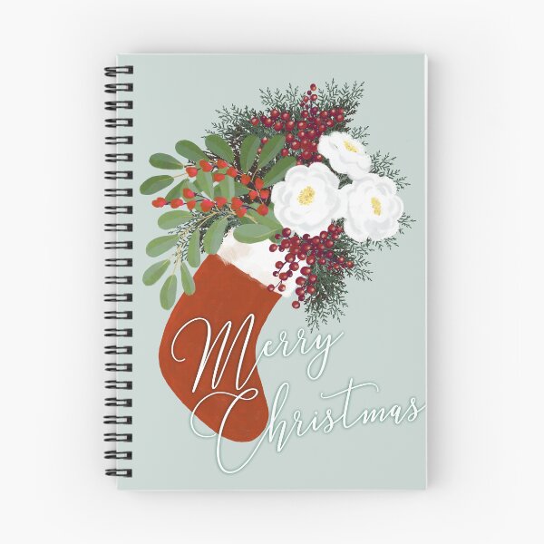 Item preview, Floral Christmas stocking, Merry Christmas, mint designed and sold by blursbyai.