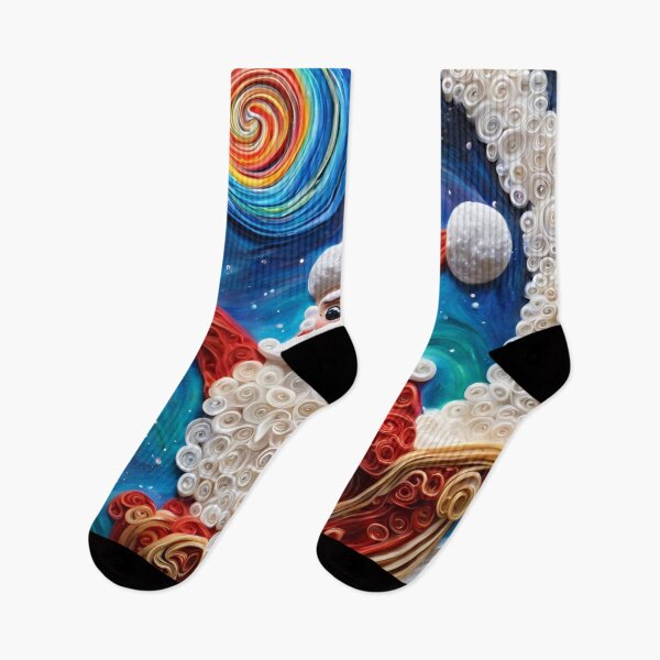 Item preview, Santa distributing gifts across Beautiful dark galaxy with colourful stars and planets designed and sold by Oorviart.