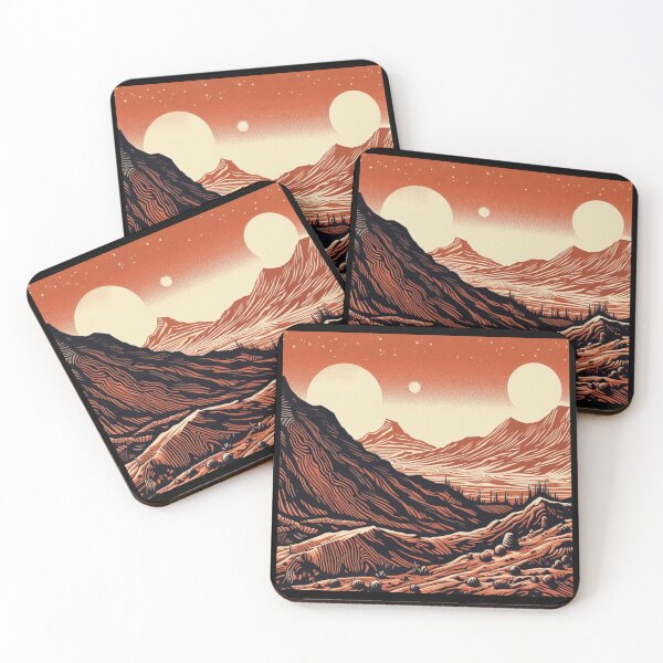 Item preview, SF Mars Landscape Woodcut 4 designed and sold by CrankyOldDude.