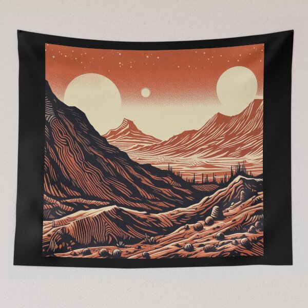 Item preview, SF Mars Landscape Woodcut 4 designed and sold by CrankyOldDude.