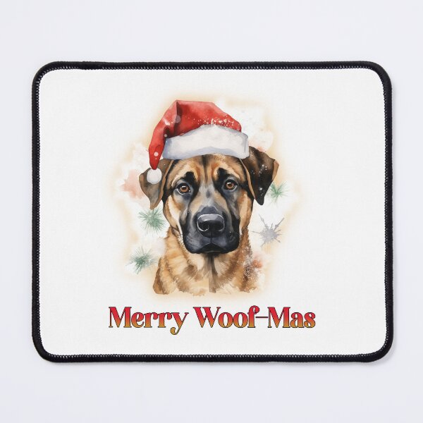 Item preview, Balu Dog Christmas Mixed Breed Dog Christmas Dog Merry Woofmas Dogs in Santa Hat designed and sold by OliveAndSnow.