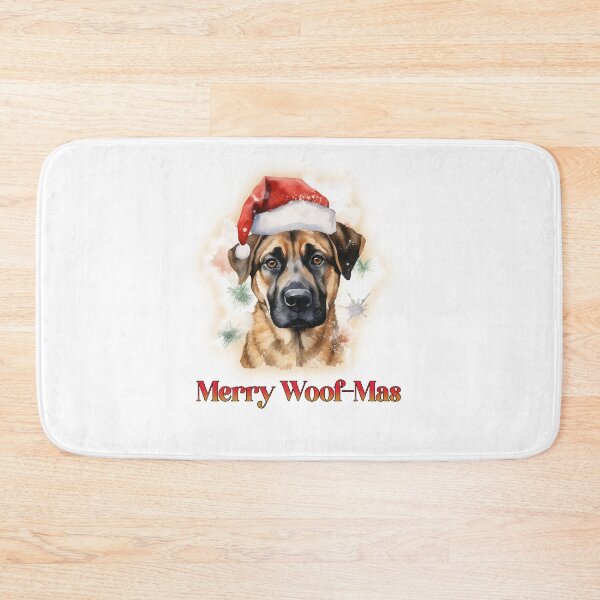 Item preview, Balu Dog Christmas Mixed Breed Dog Christmas Dog Merry Woofmas Dogs in Santa Hat designed and sold by OliveAndSnow.