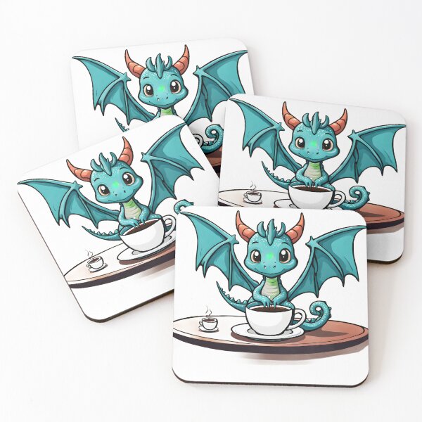 Item preview, Coffee Drinking Cute Baby Dragon designed and sold by VisualMotivator.