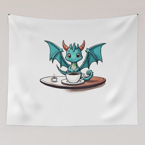 Item preview, Coffee Drinking Cute Baby Dragon designed and sold by VisualMotivator.