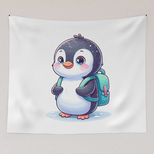 Item preview, Cute penguin with school bag designed and sold by LongIslandDesgn.