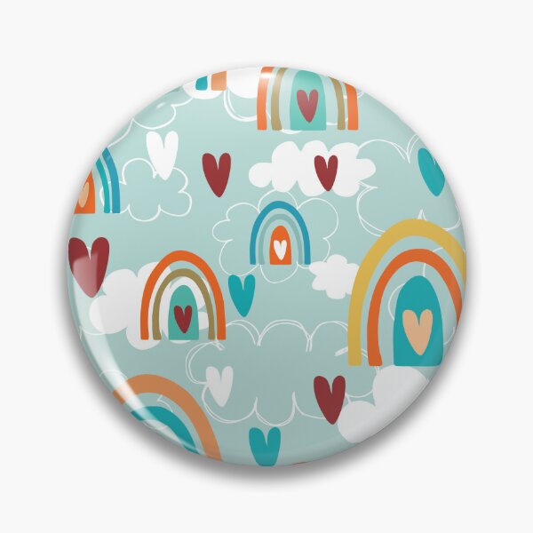 Item preview, Rainbows, clouds and hearts on a blue sky background designed and sold by Jaine Drake.
