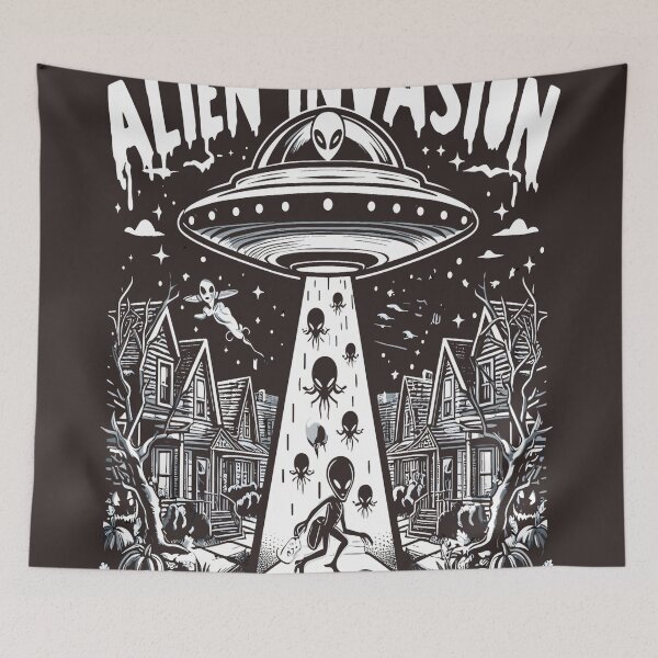Item preview, Alien Invasion Spooky Halloween Sci-fi  designed and sold by KitonicTees.