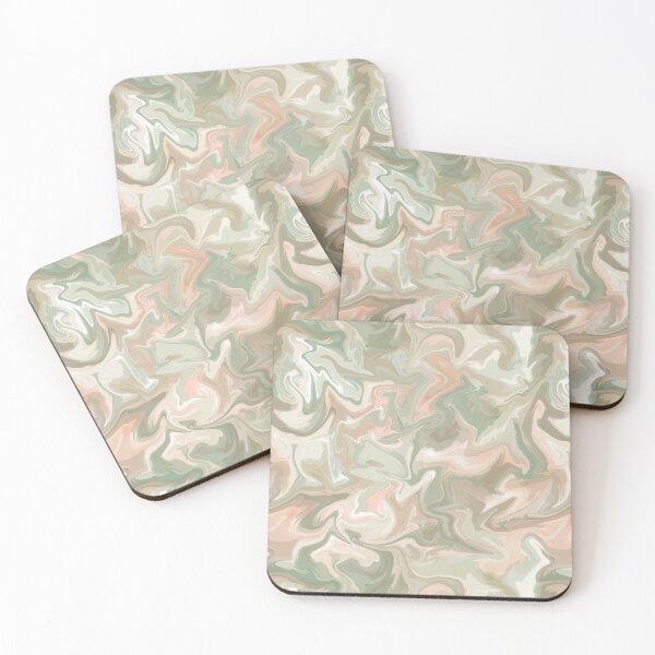 Item preview, Silver Sage Silk Marble - Light Sage Green, Peach, and Off White Liquid Paint Pattern designed and sold by GenAumonier.