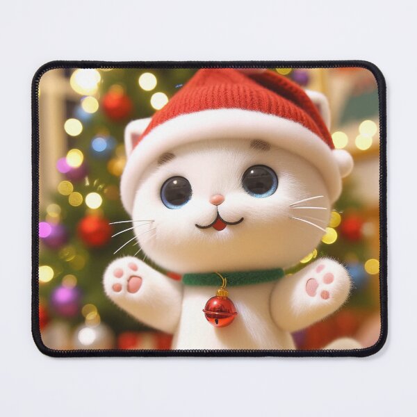 Item preview, white cat with cristmas designed and sold by ShironekoStudio.