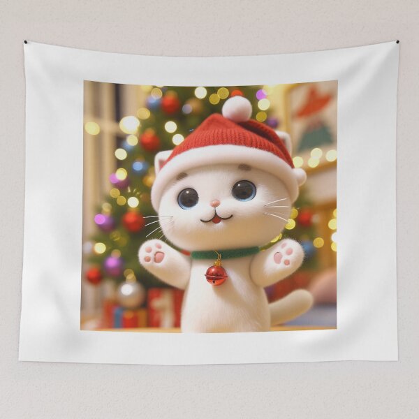 Item preview, white cat with cristmas designed and sold by ShironekoStudio.