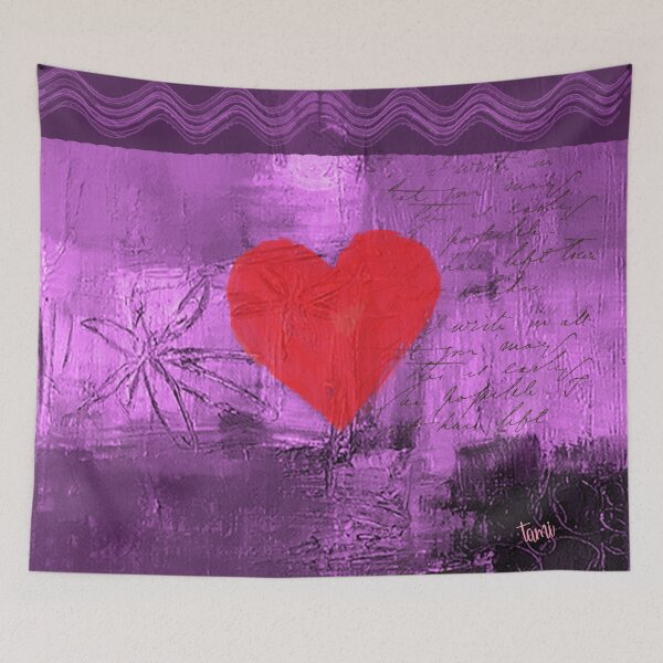 Item preview, Red heart on purple background, portrait designed and sold by a3-studio.