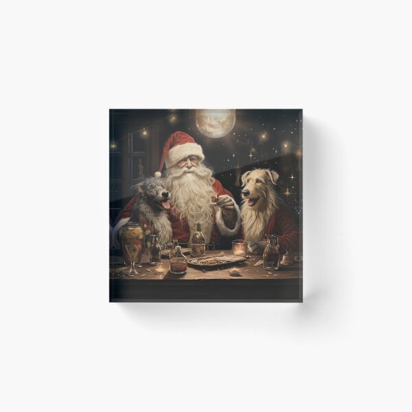 Item preview,  Deerhound, lurcher and Santa Claus Christmas card designed and sold by aghnadarragh.