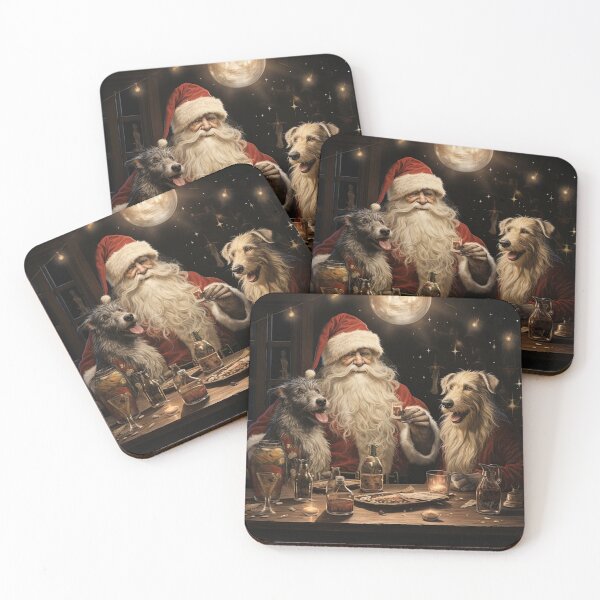 Item preview,  Deerhound, lurcher and Santa Claus Christmas card designed and sold by aghnadarragh.
