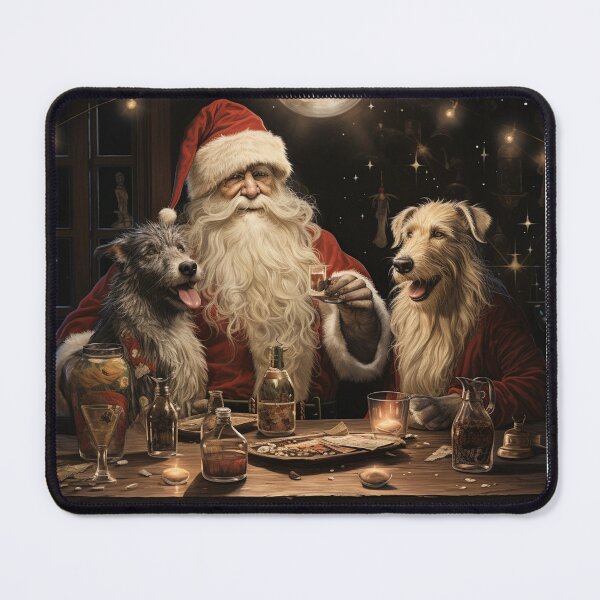 Item preview,  Deerhound, lurcher and Santa Claus Christmas card designed and sold by aghnadarragh.