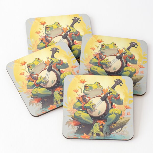 Item preview, Cottagecore frog playing banjo by the lake designed and sold by Remek-Design.