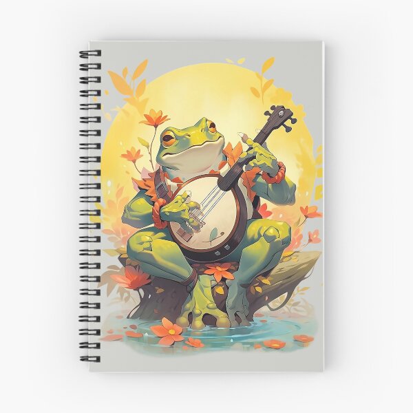 Item preview, Cottagecore frog playing banjo by the lake designed and sold by Remek-Design.