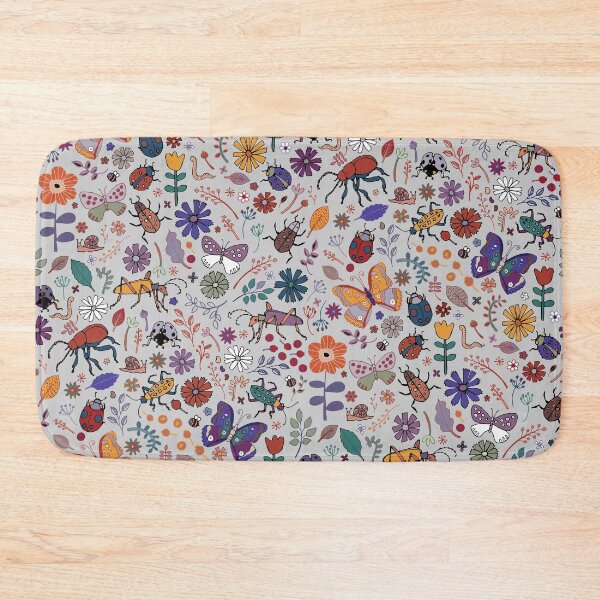 Item preview, Butterflies, Beetles and blooms - mushroom grey - pretty floral pattern by Cecca Designs designed and sold by Cecca-Designs.