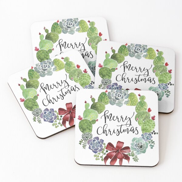 Item preview, Cacti and succulent merry Christmas wreath designed and sold by blursbyai.