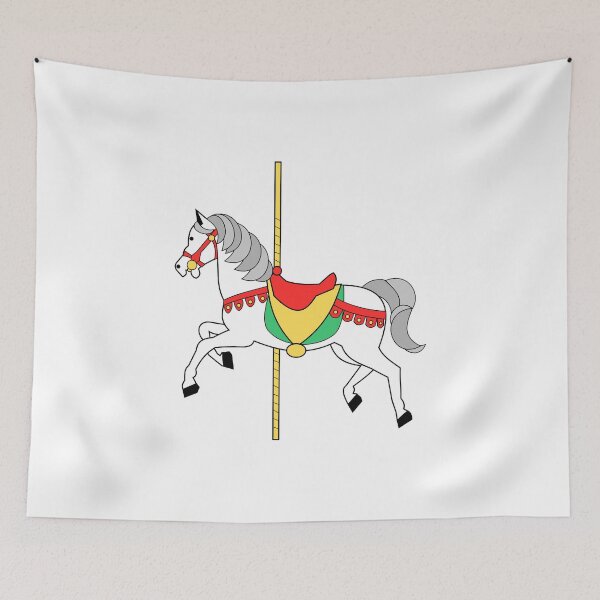 Item preview, White horse carousel designed and sold by ZnDigitalPrints.