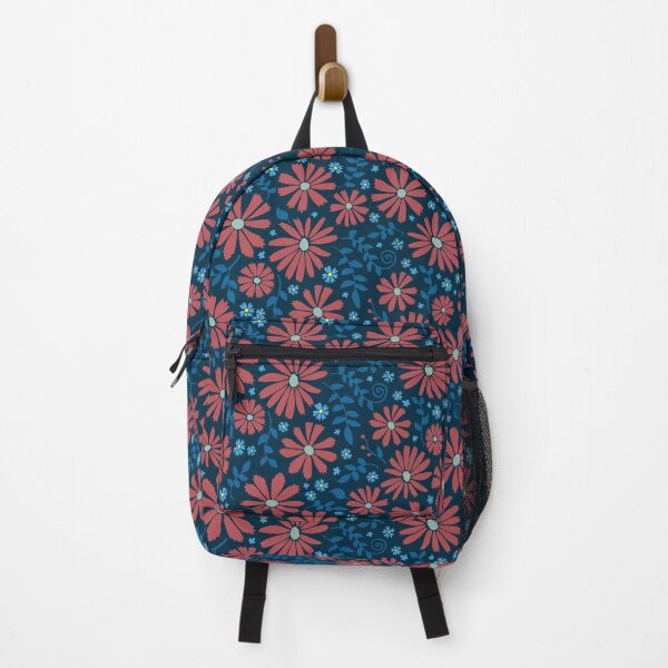 Item preview, Field of Daisies - red on blue - Floral pattern by Cecca Designs designed and sold by Cecca-Designs.