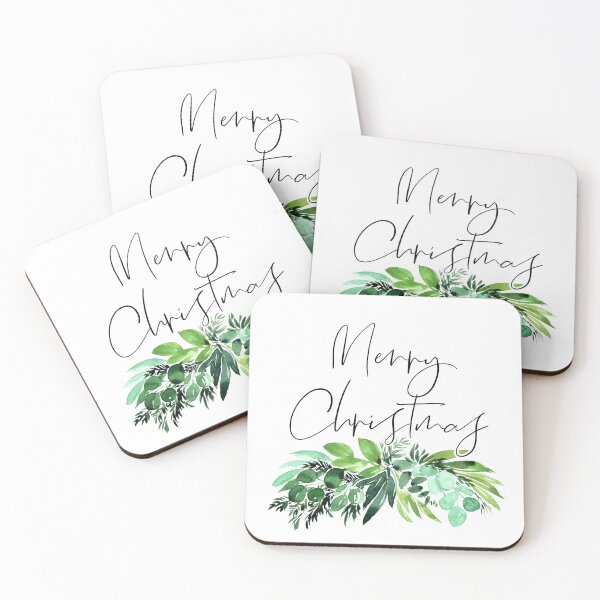Item preview, Merry christmas watercolor greenery designed and sold by blursbyai.