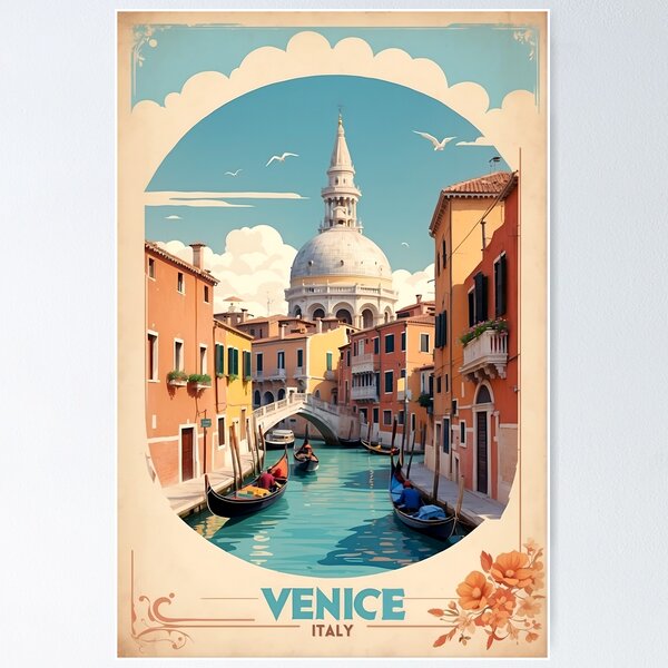 Item preview, Vintage Venice Poster: Nostalgic Italian Charm designed and sold by Ceemko's Vintage Corner.