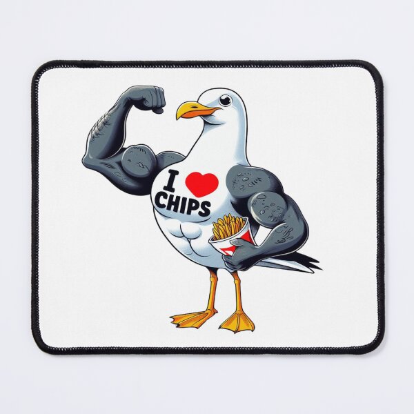 Item preview, Muscly Seagull with chips designed and sold by Carly Gough.