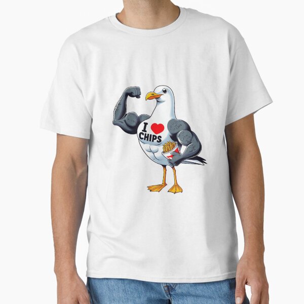 Item preview, Muscly Seagull with chips designed and sold by Carly Gough.