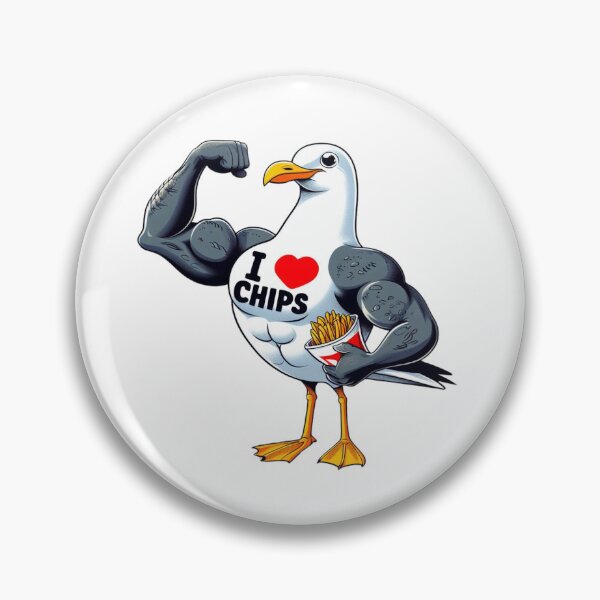 Item preview, Muscly Seagull with chips designed and sold by Carly Gough.
