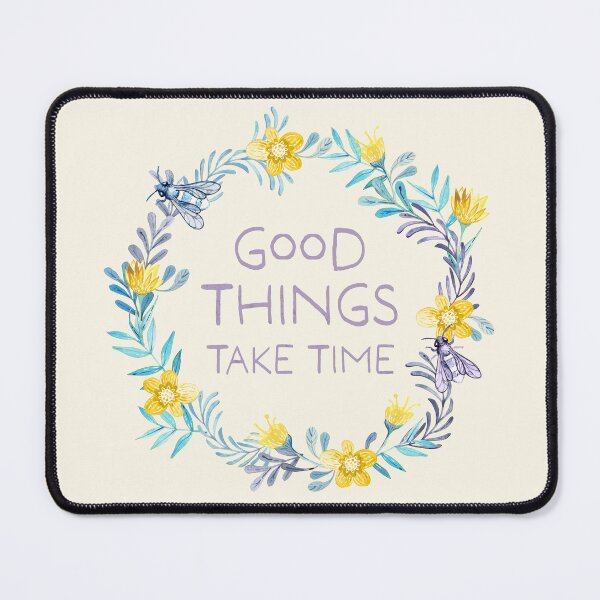 Item preview, Good things take time - watercolor with bees and flowers designed and sold by Sarah Burghardt.