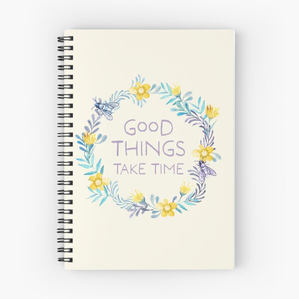 Item preview, Good things take time - watercolor with bees and flowers designed and sold by Sarah Burghardt.