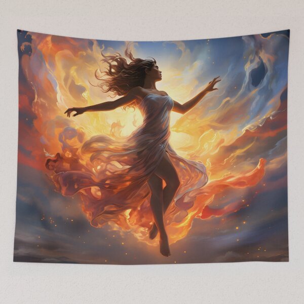 Item preview, Woman flying through the sky while doing a jig designed and sold by AI-Only Creations.