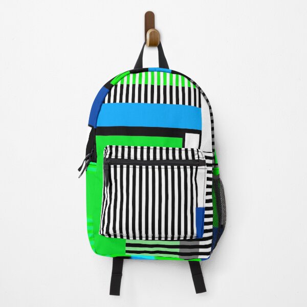 Item preview, Geometric pattern of stripes and lines green blue and black designed and sold by fuzzyfox.
