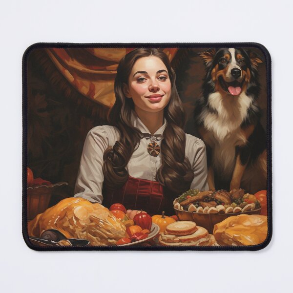 Item preview, Woman with her Dog Ready for Thanksgiving Meal designed and sold by dcrc.