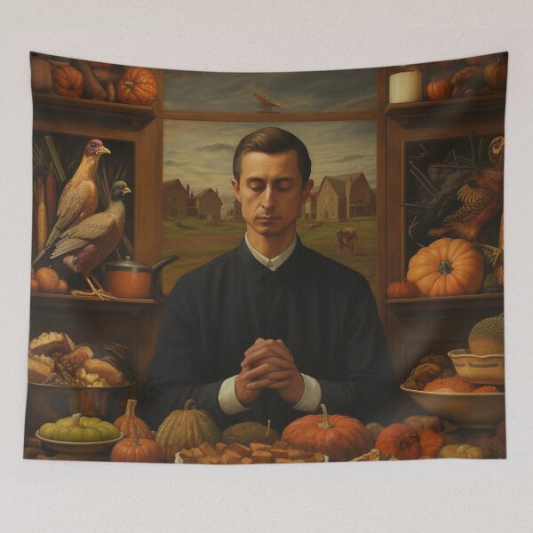 Item preview, Man Praying before Eating Thanksgiving Meal designed and sold by dcrc.
