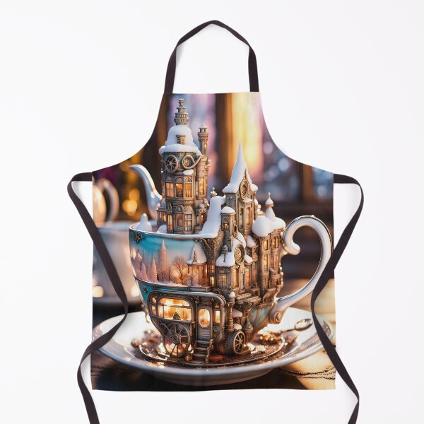 Item preview, Ai Generated Winter Steampunk Teacup Odyssey: A Majestic Fusion of Snow and Machinery designed and sold by croissantt0.