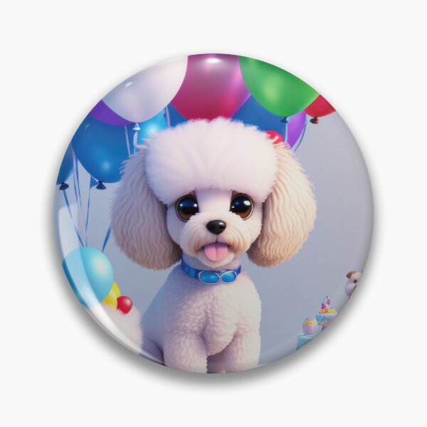 Item preview, Portrait of a poddle puppy at a birthday party with cake and balloons designed and sold by Tio-Tecun.