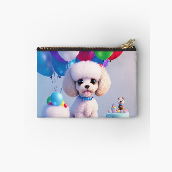 Item preview, Portrait of a poddle puppy at a birthday party with cake and balloons designed and sold by Tio-Tecun.