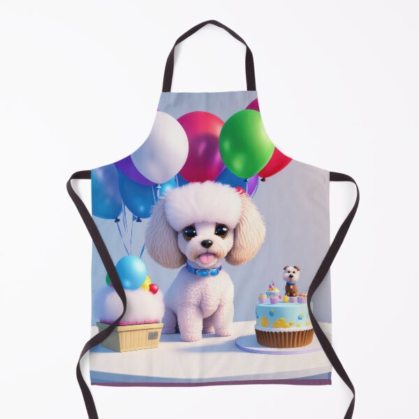 Item preview, Portrait of a poddle puppy at a birthday party with cake and balloons designed and sold by Tio-Tecun.