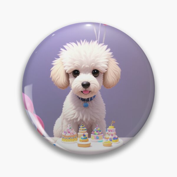 Item preview, Portrait of a poddle puppy at a birthday party with colorful balloons designed and sold by Tio-Tecun.
