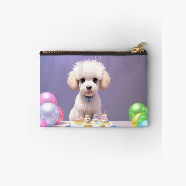 Item preview, Portrait of a poddle puppy at a birthday party with colorful balloons designed and sold by Tio-Tecun.