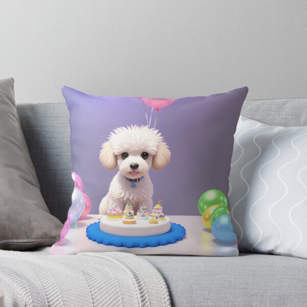 Item preview, Portrait of a poddle puppy at a birthday party with colorful balloons designed and sold by Tio-Tecun.