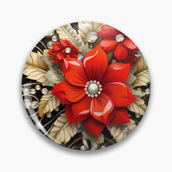 Item preview, Christmas holiday brooch decorative print designed and sold by dcrc.