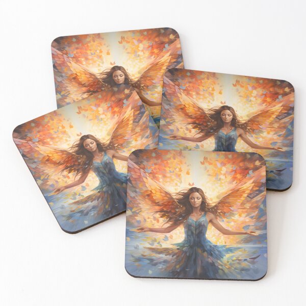 Item preview, Colorful watercolor painting of a woman wearing wings designed and sold by AI-Only Creations.