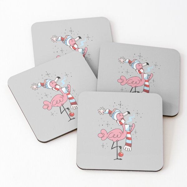 Item preview, Tropical Christmas Pink Flamingo Hot Cocoa Snow designed and sold by ArtMeetsPizza.